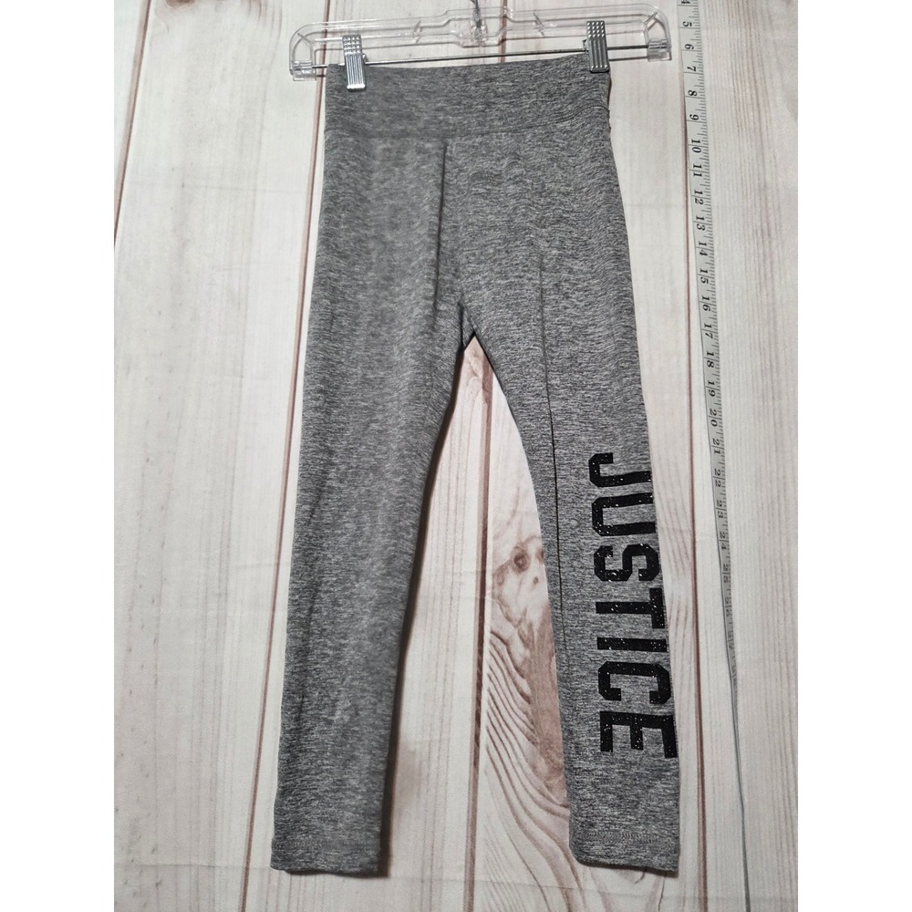 Justice Girls Gray Sparkle Logo‎ Leggings Size 7 Athletic Activewear Pants